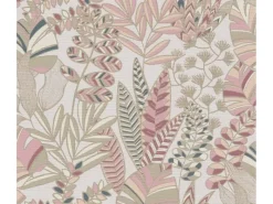 Bricoflor Moderne Tapete mit Blätter Muster Romantische Vliestapete Weiß Rosa Gold Florale Mustertapete mit Metallic Effekt