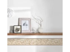 Bricoflor Bordüren^Papier Tapetenbordüre für Küche Mediterrane Bordüre mit Ornament Vinyl Wandbordüre im Landhausstil in Beige und Gold