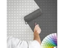 Bricoflor Überstreichbare Tapeten|Tapetenmuster^Quadrat Tapete überstreichbar Karo Muster Vliestapete zum überstreichen für Küche Weiße Mustertapete Kariert Ideal für Arbeitszimmer