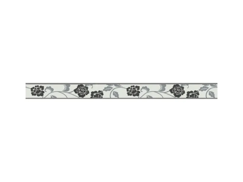 Bricoflor Tapezierzubehör^Schmale Tapetenbordüre Selbstklebend Vinyl Tapete mit Blumen in Grau Florale Tapetenborte Ideal für Schlafzimmer und Küche