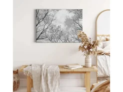 Bricoflor Schwarz Weiß Wald Bild Auf Leinwand Baumkrone Bild Mit Himmel Für Schlafzimmer Und Flur Wandbild Mit Bäumen Auf Keilrahmen