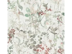 Bricoflor Dekorative Tapeten^Schwedische Tapete mit Blumen in Weiß Grün Rot Vintage Blumentapete Skandinavisch Ideal für Wohnzimmer und Bad