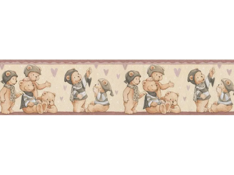 Bricoflor Tapezierzubehör^Selbstklebende Bordüre für Babyzimmer Tapetenbordüre mit Teddy Bären Kinderzimmer Tapetenborte in Beige Braun mit Vinyl