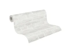 Bricoflor Tapezierzubehör^Tapete in Steinoptik Weiß Moderne Vliestapete in Mauer Optik Ideal für Badezimmer und Flur 3D Steintapete Hell