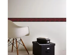 Bricoflor Bordüren^Tapeten Bordüre mit Rosen für Schlafzimmer Romantische Tapetenbordüre mit Rosenmuster aus Papier Florale Tapetenborte in Rot und Schwarz