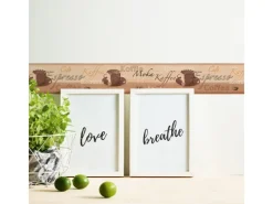Bricoflor Bordüren^Tapetenbordüre für Küche Kaffee Tapeten Bordüre in Beige Braun Papierbordüre mit Vinyl mit Kaffeebohnen und Cafe Design