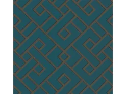 Bricoflor Vliestapete in Petrol Gold Art Deco Tapete Der 20er Jahre für Schlaf und Wohnzimmer Vlies Mustertapete Asiatisch mit Geometrischem Muster