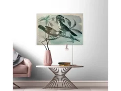 Bricoflor Wandbild Mit Vogel Gezeichnet Vintage Leinwand Bild Mit Vogel Und Baum Design Nostalgie Stil Canvas Keilrahmen Bild In Grün Für Schlafzimmer