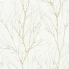 Bricoflor Tapetenmuster^Weiß Gold Tapete mit Baum Design Waldtapete im Modernen Stil für Esszimmer und Schlafzimmer Vlies Mustertapete mit Vinyl
