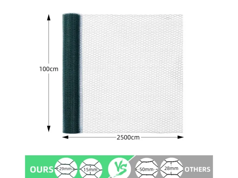 CCLIFE Hühnerzaun Geflügelnetz 25mm Maschenweite 100cm Höhe 25m Länge PVC-Beschichtet