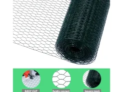 CCLIFE Hühnerzaun Geflügelnetz 25mm Maschenweite 100cm Höhe 25m Länge PVC-Beschichtet