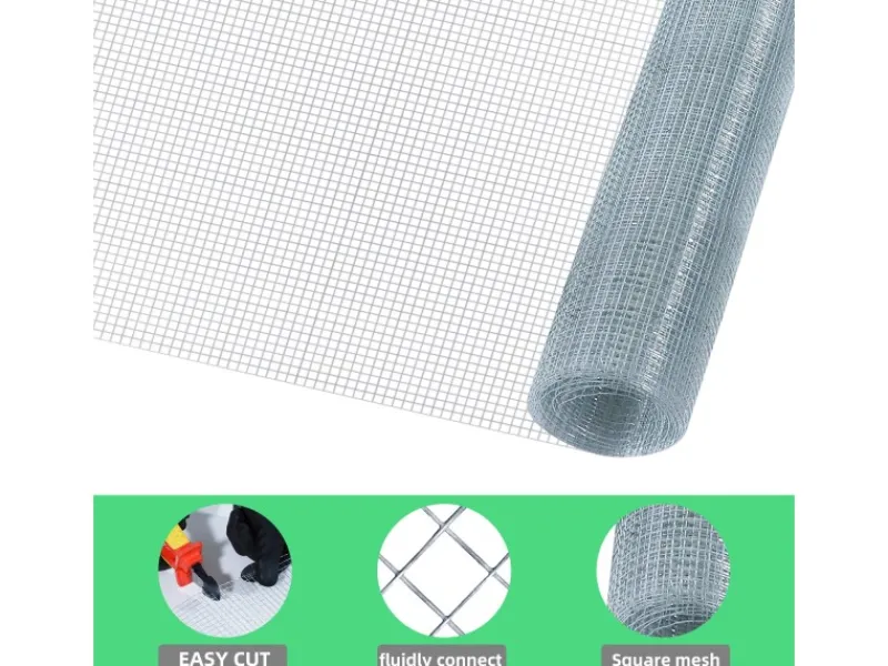 CCLIFE Hühnerzaun Geflügelnetz 6.3mm Maschenweite 50cm Höhe 5m Länge Verzinkt Silber