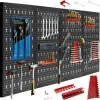 CCLIFE Werkzeugwand Lochwand 4 tlg Inkl. 52-Teiligem Metall Werkzeuglochwand Vier Teile 160 x 60 x 2 cm Erweiterbar Zubehör Wandregal