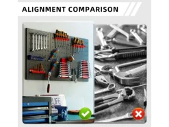 CCLIFE Werkzeugwand Lochwand 4 tlg Inkl. 52-Teiligem Metall Werkzeuglochwand Vier Teile 160 x 60 x 2 cm Erweiterbar Zubehör Wandregal