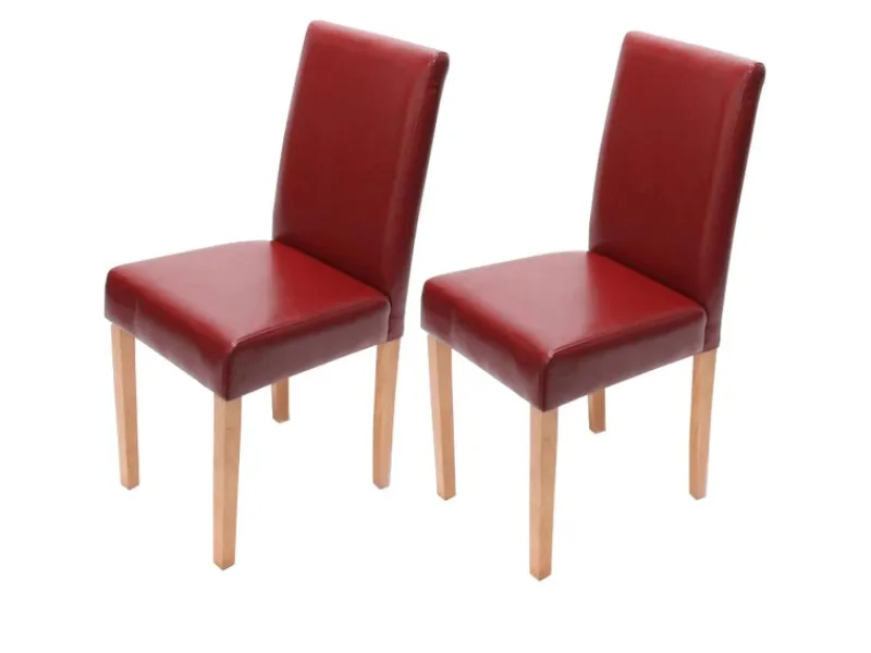 CHEFGASTRO Stühle^Esszimmerstuhl 4er-Set Klassisch & Zeitlos 90x43x56cm Sitzhöhe 45cm Leder Rot Helle Beine