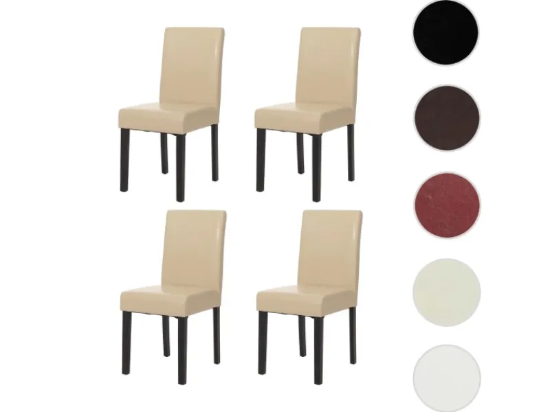 CHEFGASTRO Stühle^Esszimmerstuhl 4er-Set Klassisch & Zeitlos 90x43x56cm Sitzhöhe 45cm Leder Rot Helle Beine