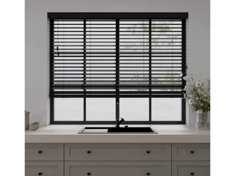 Cocoon Home Concepts Jalousien^Holz Jalousien 100 x 130 50mm Lamellen Schwarz