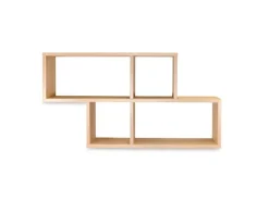 Coemo Wandregal Ernie Natur 100x20x53cm aus Holz Mit 4 Fächern