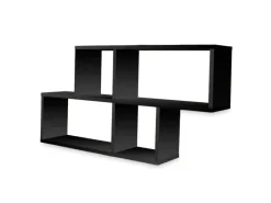 Schweberegale|Holzregale^Coemo Wandregal Ernie Schwarz 100x20x53cm aus Holz Mit 4 Fächern