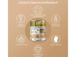 CONTURA Speziallacke^Parkettlack Möbellack Holzlack Naturholzeffekt Lack Matt Naturholz Effektlack 750ml