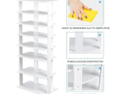 Regal Weiß^Costway 8 Stufiges Schuhregal Höhenverstellbar Holz Doppel