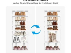 Regal Weiß^Costway 8 Stufiges Schuhregal Höhenverstellbar Holz Doppel