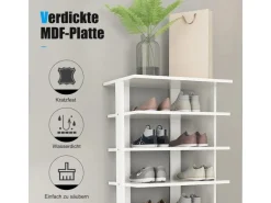 Regal Weiß^Costway 8 Stufiges Schuhregal Höhenverstellbar Holz Doppel