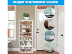 Regal Weiß^Costway 8 Stufiges Schuhregal Höhenverstellbar Holz Doppel