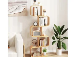 Bücherregale^Costway Bücherregal S-förmig Aus Bambus Würfelregal mit 5 Etagen