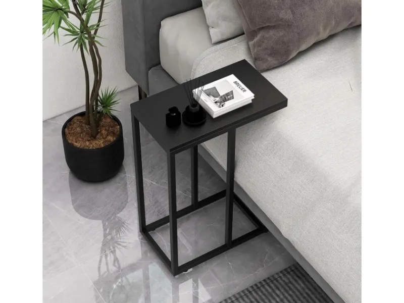 Tische^Costway Beistelltisch C-Form Sofatisch mit Metallgestell