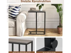 Tische^Costway Beistelltisch C-Form Sofatisch mit Metallgestell
