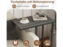 Tische^Costway Beistelltisch C-Form Sofatisch mit Metallgestell