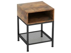 Tische^Costway Beistelltisch Im Industriedesign Nachttisch mit Stauraum Braun