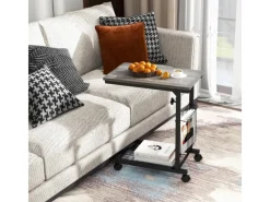 Tische^Costway Beistelltisch mit Rollen Laptoptisch Höhenverstellbar