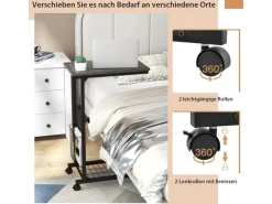 Tische^Costway Beistelltisch mit Rollen Laptoptisch Höhenverstellbar