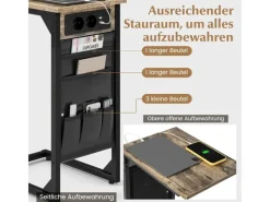 Costway 2er Set Beistelltisch mit Ladestation & USB Anschlüssen C-Form