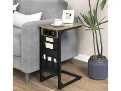 Costway 2er Set Beistelltisch mit Ladestation & USB Anschlüssen C-Form