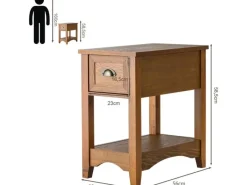 Tische^Costway 2er Set Beistelltisch mit Schublade und Ablage braun