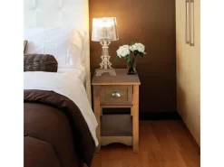 Tische^Costway 2er Set Beistelltisch mit Schublade und Ablage braun