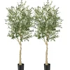 Kunstpflanzen^Costway 2er Set Künstliche Olivenbaum Blättern Grün 180 cm
