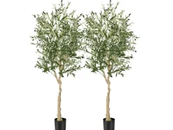 Kunstpflanzen^Costway 2er Set Künstliche Olivenbaum Blättern Grün 180 cm