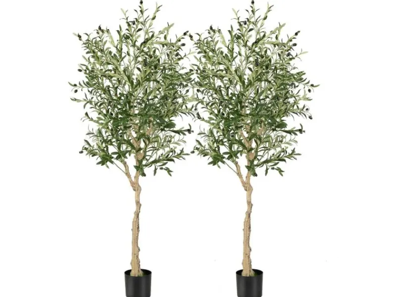 Kunstpflanzen^Costway 2er Set Künstliche Olivenbaum Blättern Grün 180 cm