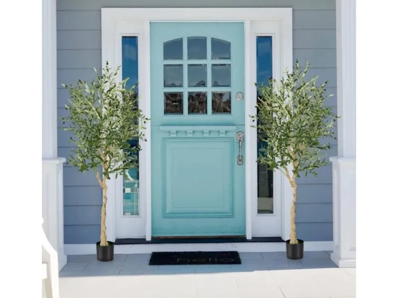 Kunstpflanzen^Costway 2er Set Künstliche Olivenbaum Blättern Grün 180 cm