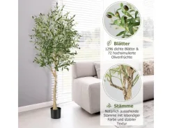 Kunstpflanzen^Costway 2er Set Künstliche Olivenbaum Blättern Grün 180 cm