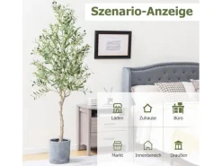 Kunstpflanzen^Costway 2er Set Künstliche Olivenbaum Blättern Grün 180 cm