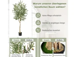 Kunstpflanzen^Costway 2er Set Künstliche Olivenbaum Blättern Grün 180 cm