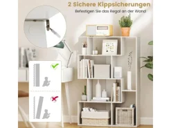 Bücherregale^Costway Geometrische Holzregal Bücherregal mit Kippsicherungen