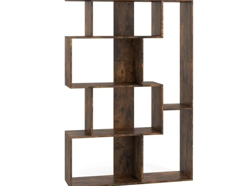 Bücherregale^Costway Geometrische Holzregal Bücherregal mit Kippsicherungen