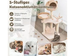 Katzenbedarf^Costway Katzenbaum mit Höhle Katzenmöbel Katzenhaus 121cm Hoch