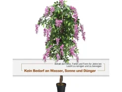 Kunstpflanzen^Costway Kunstbaum mit Blättern & 2 Stämmen Kunstblume Rosa 180 cm